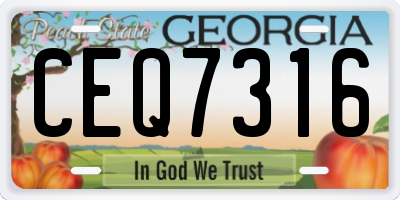 GA license plate CEQ7316