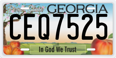 GA license plate CEQ7525