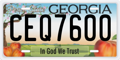 GA license plate CEQ7600