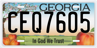 GA license plate CEQ7605