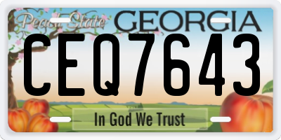GA license plate CEQ7643