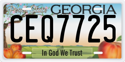 GA license plate CEQ7725