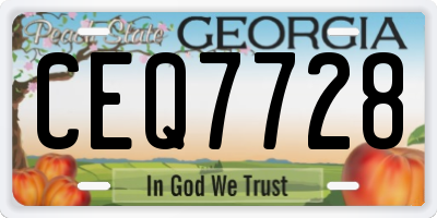 GA license plate CEQ7728