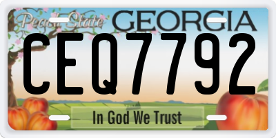 GA license plate CEQ7792