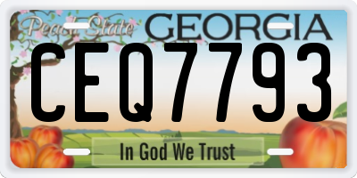 GA license plate CEQ7793