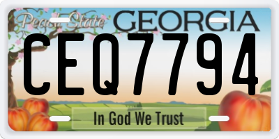 GA license plate CEQ7794