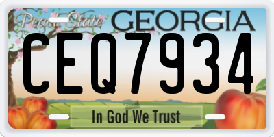 GA license plate CEQ7934