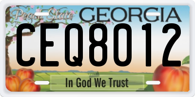 GA license plate CEQ8012