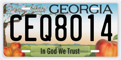 GA license plate CEQ8014