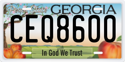 GA license plate CEQ8600