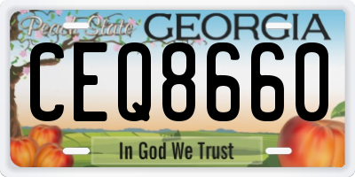 GA license plate CEQ8660