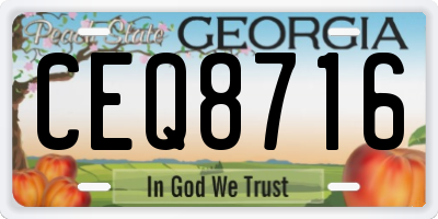 GA license plate CEQ8716