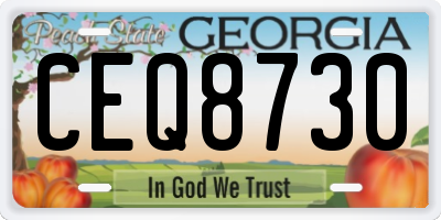 GA license plate CEQ8730