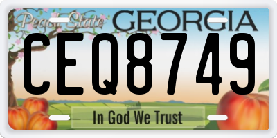 GA license plate CEQ8749