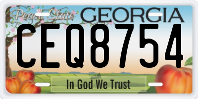 GA license plate CEQ8754