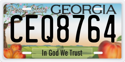 GA license plate CEQ8764
