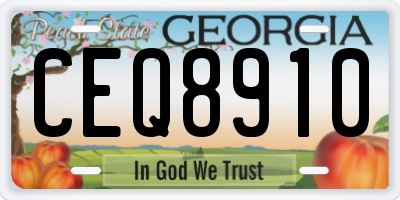 GA license plate CEQ8910