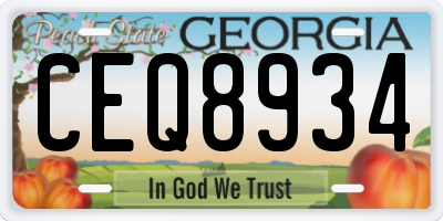 GA license plate CEQ8934