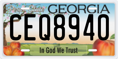 GA license plate CEQ8940
