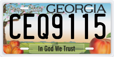 GA license plate CEQ9115