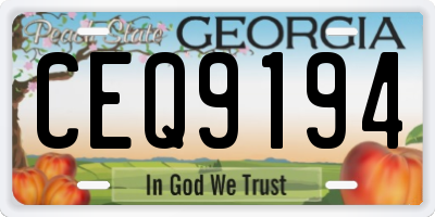 GA license plate CEQ9194