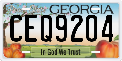 GA license plate CEQ9204