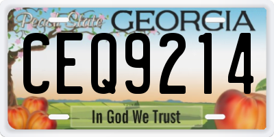 GA license plate CEQ9214