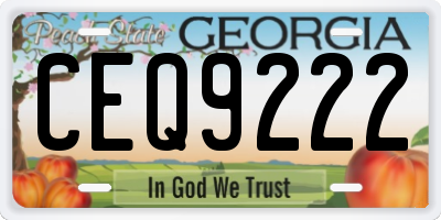 GA license plate CEQ9222