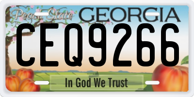 GA license plate CEQ9266