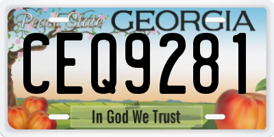 GA license plate CEQ9281