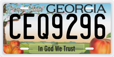 GA license plate CEQ9296