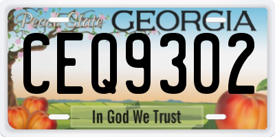 GA license plate CEQ9302