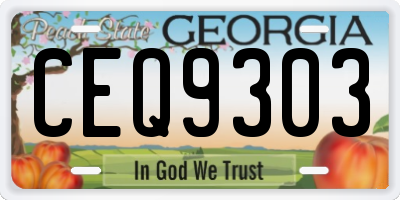 GA license plate CEQ9303