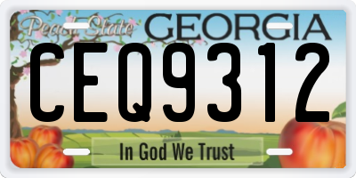 GA license plate CEQ9312
