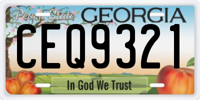 GA license plate CEQ9321