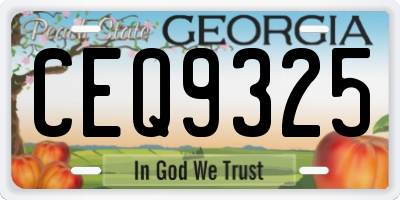 GA license plate CEQ9325