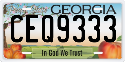 GA license plate CEQ9333