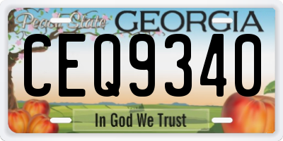 GA license plate CEQ9340