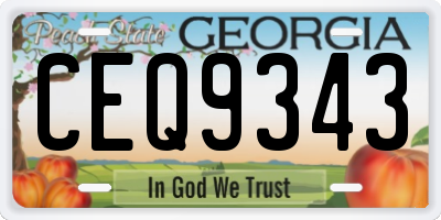 GA license plate CEQ9343