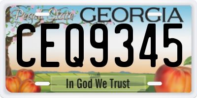 GA license plate CEQ9345