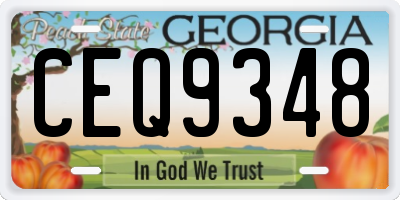 GA license plate CEQ9348