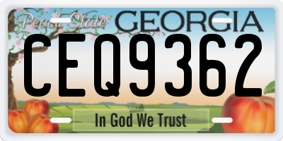 GA license plate CEQ9362