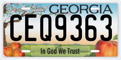 GA license plate CEQ9363