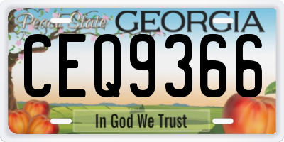 GA license plate CEQ9366