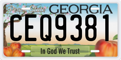 GA license plate CEQ9381