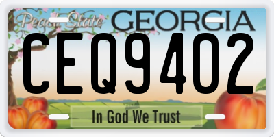 GA license plate CEQ9402