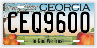GA license plate CEQ9600