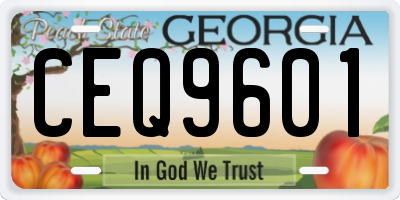 GA license plate CEQ9601