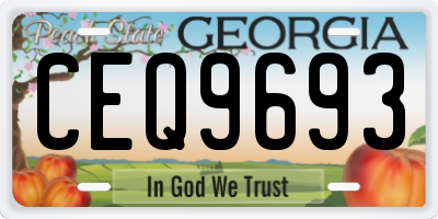 GA license plate CEQ9693