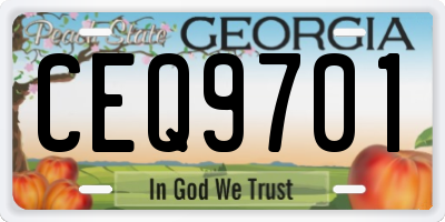 GA license plate CEQ9701
